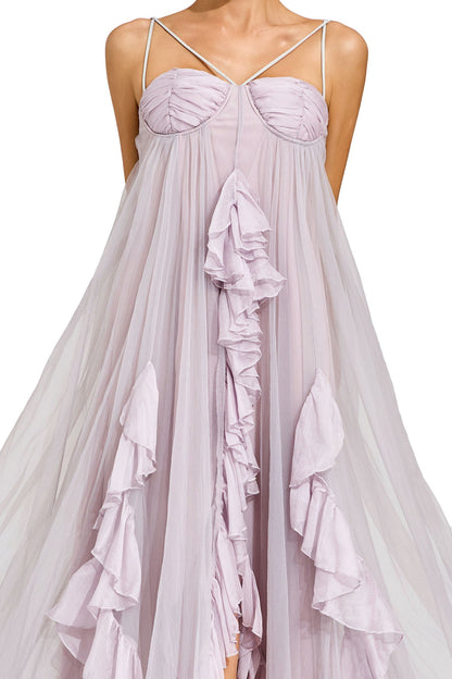 Rüya Ruffle Tül Maxi Elbise