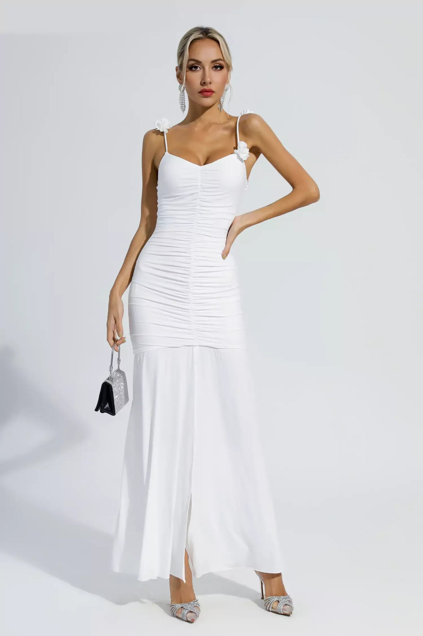 Isla Çiçek Yapraklı Askılı Maxi Elbise