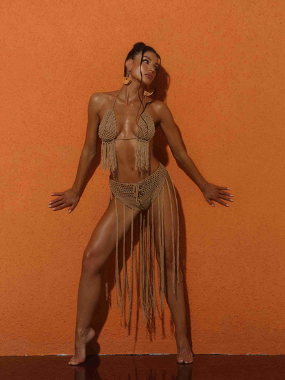 Berlin Örgü Püsküllü Bikini-Pareo