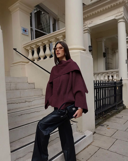 Bordo Şık Şal Yaka Kaban