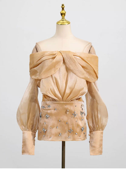 Yaldızlı Çiçek Kristal Mini Elbise