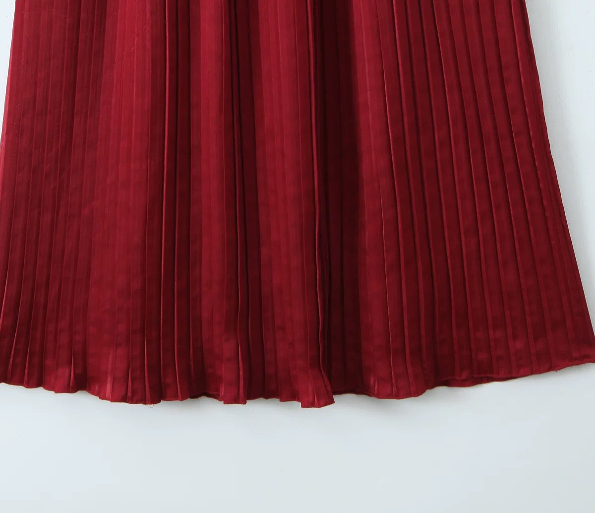 Céleste Pileli Bustier Maxi Elbise - Bordo