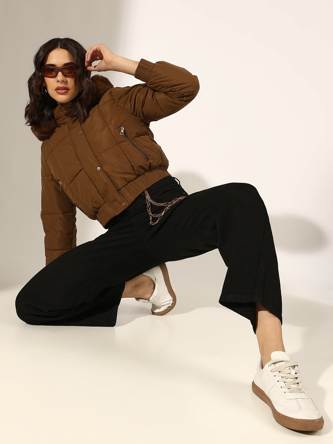 Oona Suni Kürk Kapüşonlu Puffer Mont