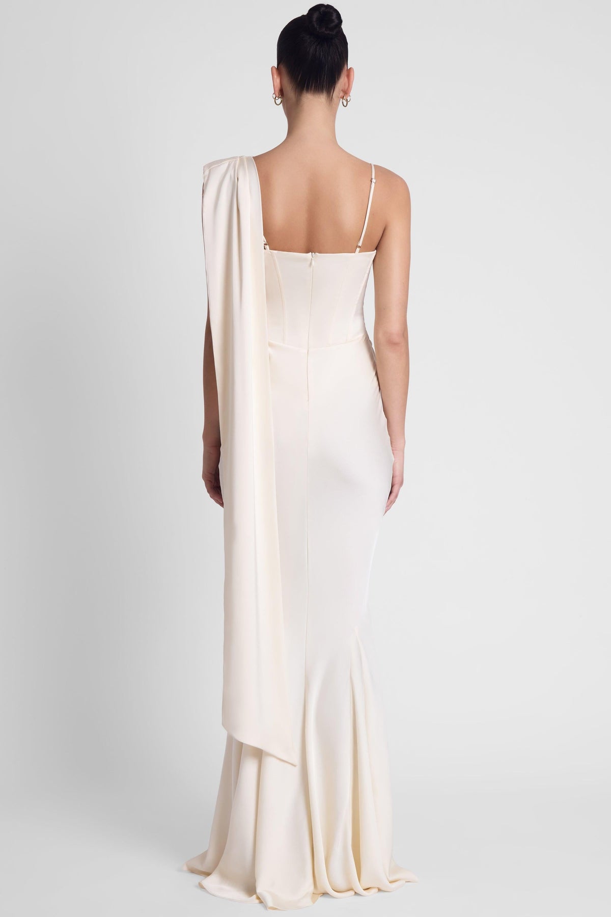 Celine Drapeli Saten Maxi Elbise