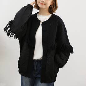 Kurtka dzianinowa Aran z frędzlami i zdobieniami – beżowa