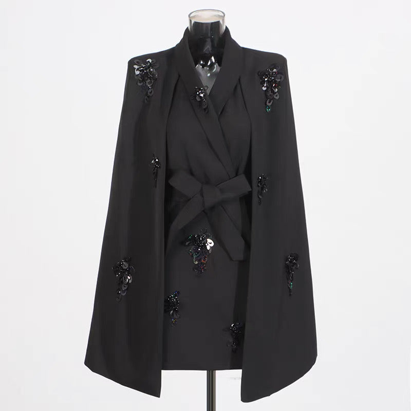 Stella Süslemeli Pelerin Mini Elbise