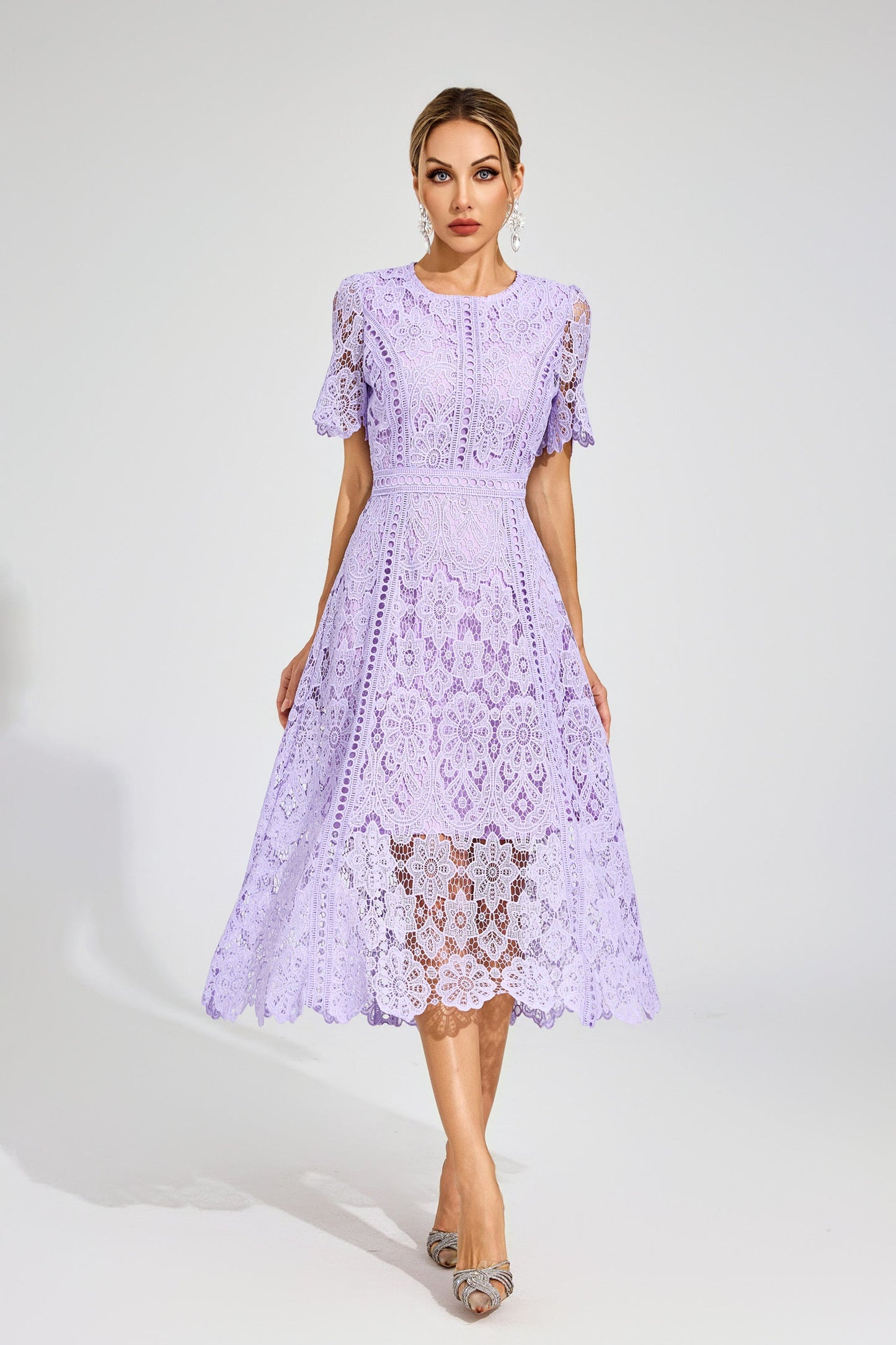 Camille Mor Dantel Midi Elbise