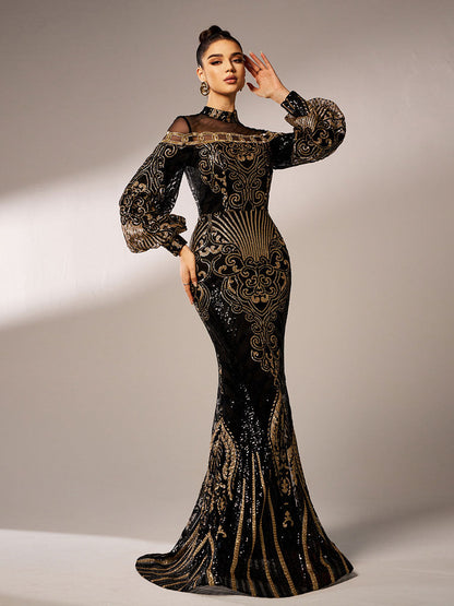 Zelda Lüks Balon Kollu Maxi Elbise