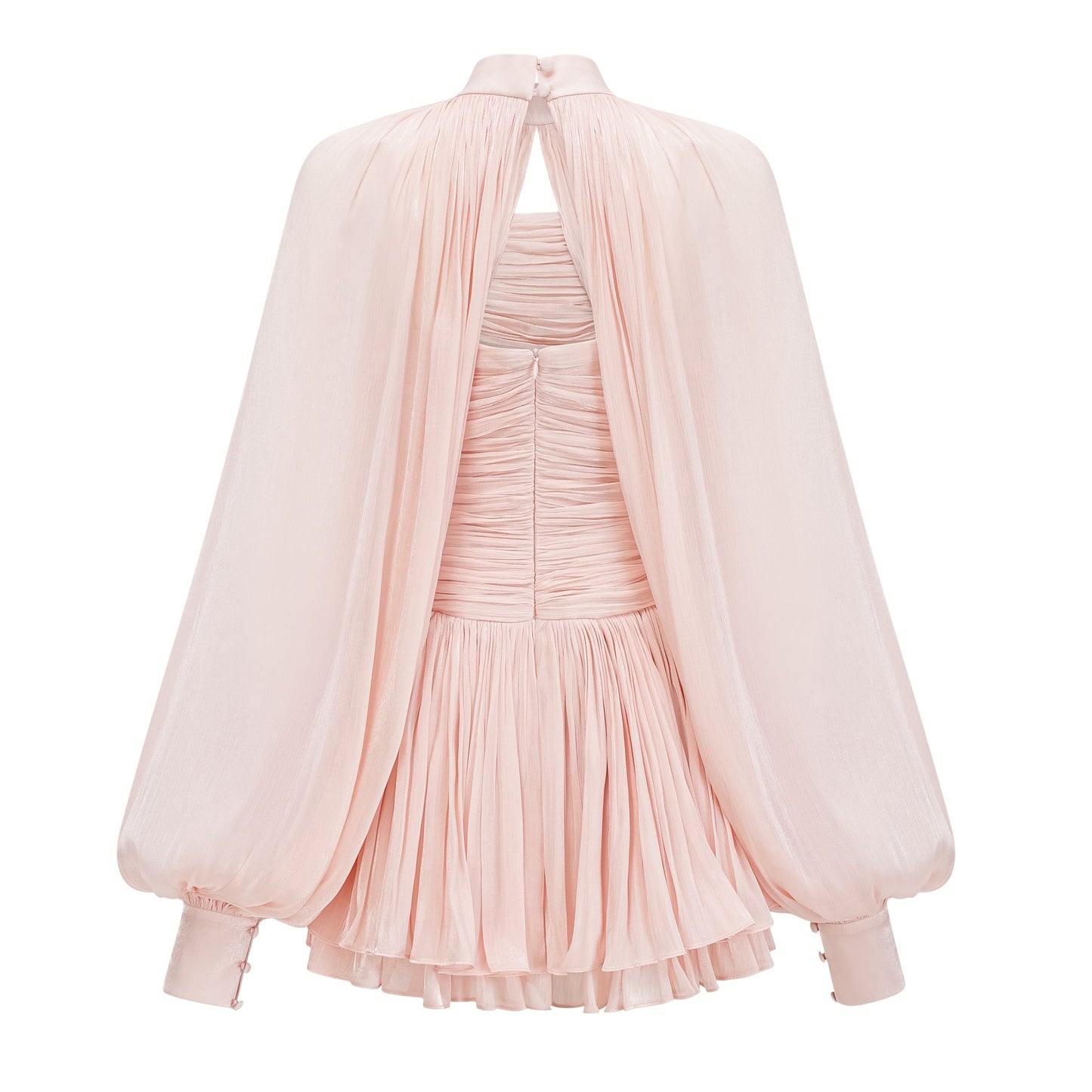 Bernice Pembe Parlak Pelerinli Mini Elbise
