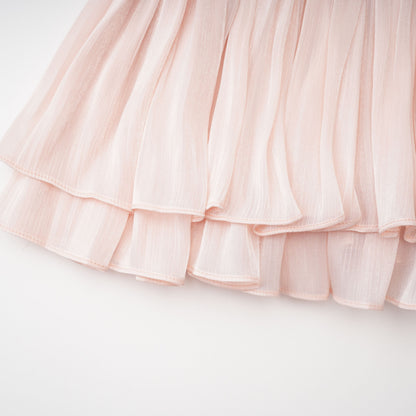 Bernice Pembe Parlak Pelerinli Mini Elbise