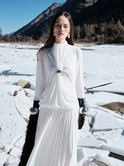 Guinevere Beyaz Pelerin Maxi Elbise