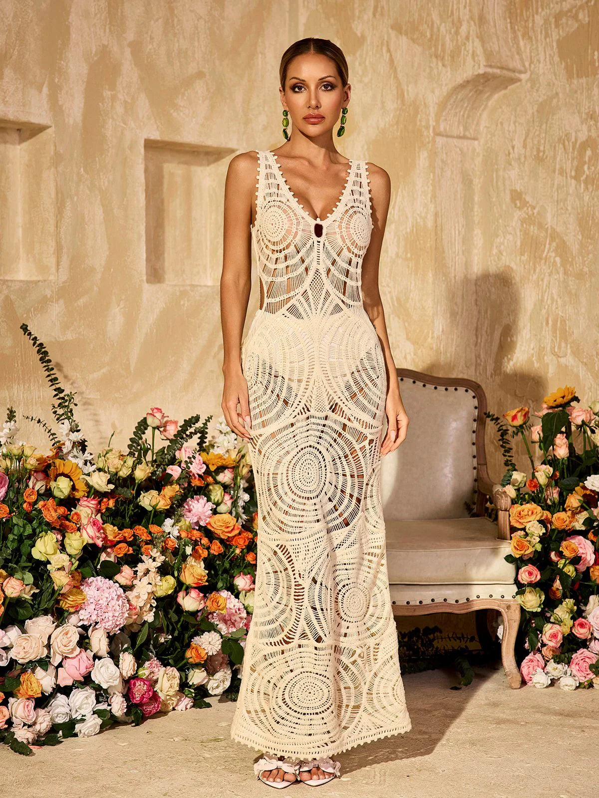 Koronkowe haftowane iluzyjne pareo Noa