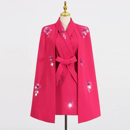 Stella Süslemeli Pelerin Mini Elbise