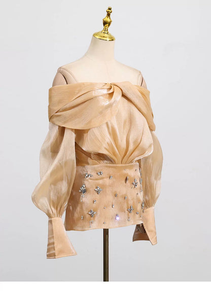 Yaldızlı Çiçek Kristal Mini Elbise