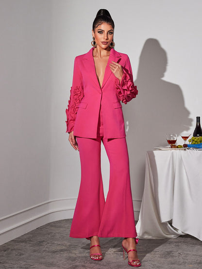 Ellasyn Uzun Kollu Fırfırlı Blazer Pantolon Takım