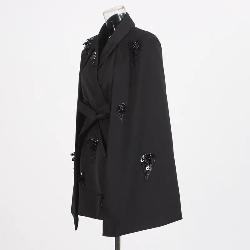 Stella Süslemeli Pelerin Mini Elbise