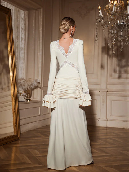 Viyana Dantel Panelli Maxi Elbise