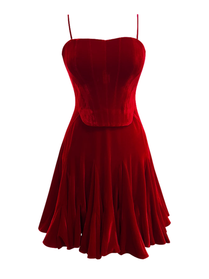 Filiberto Spaghetti Kadife Mini Elbise