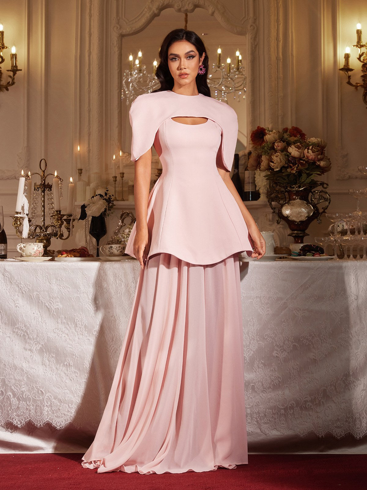 Komplet Fina z kapturem i długą sukienką