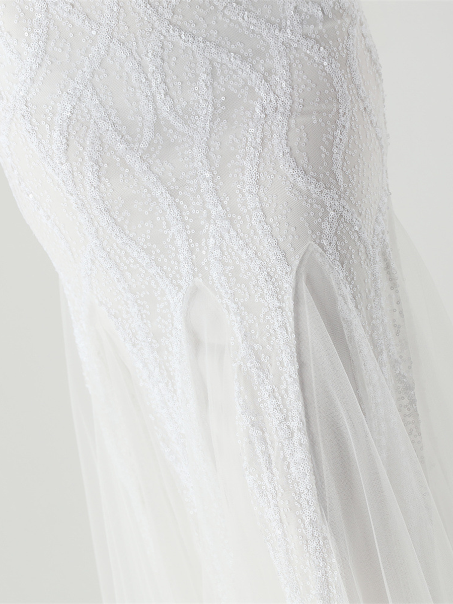 Indigo Payetli File Kolsuz Maxi Elbise