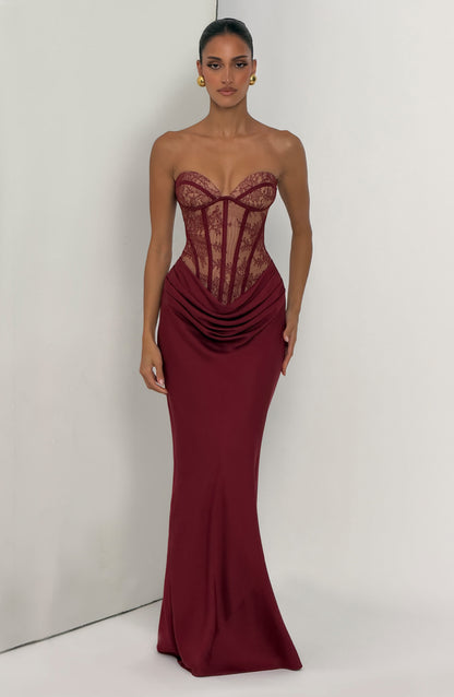 Kathleen Maxi Elbise - Bordo