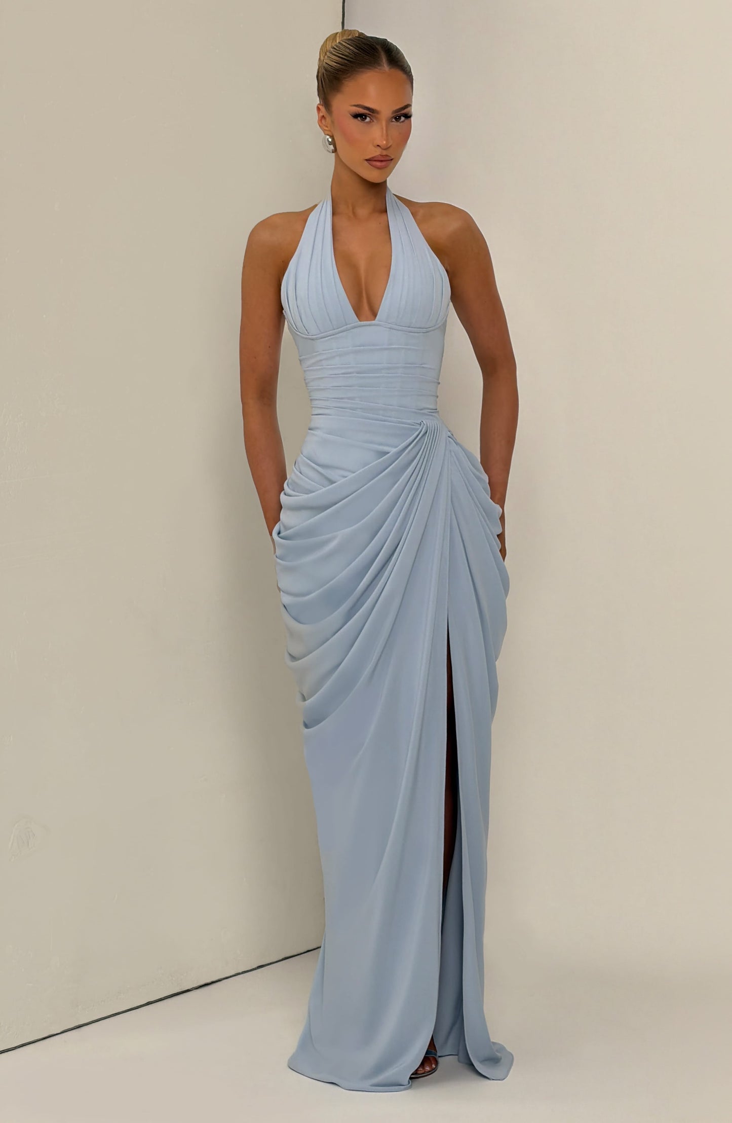 Minette Maxi Elbise - Buzul Mavisi