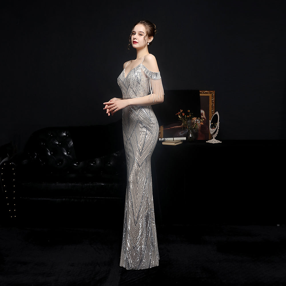 The Gwenyth tassel sleeve gown