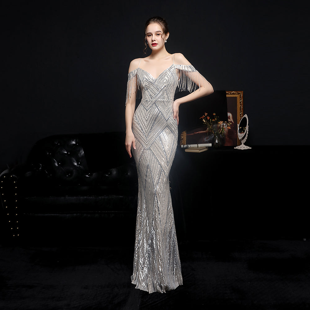 The Gwenyth tassel sleeve gown