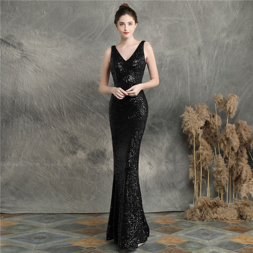 Chloe Payetli Maxi Abiye Elbise