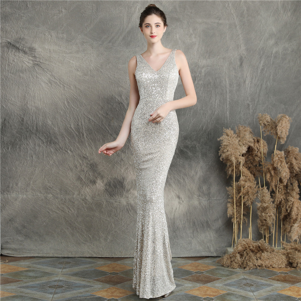 Chloe Payetli Maxi Abiye Elbise