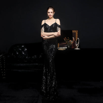 The Gwenyth tassel sleeve gown
