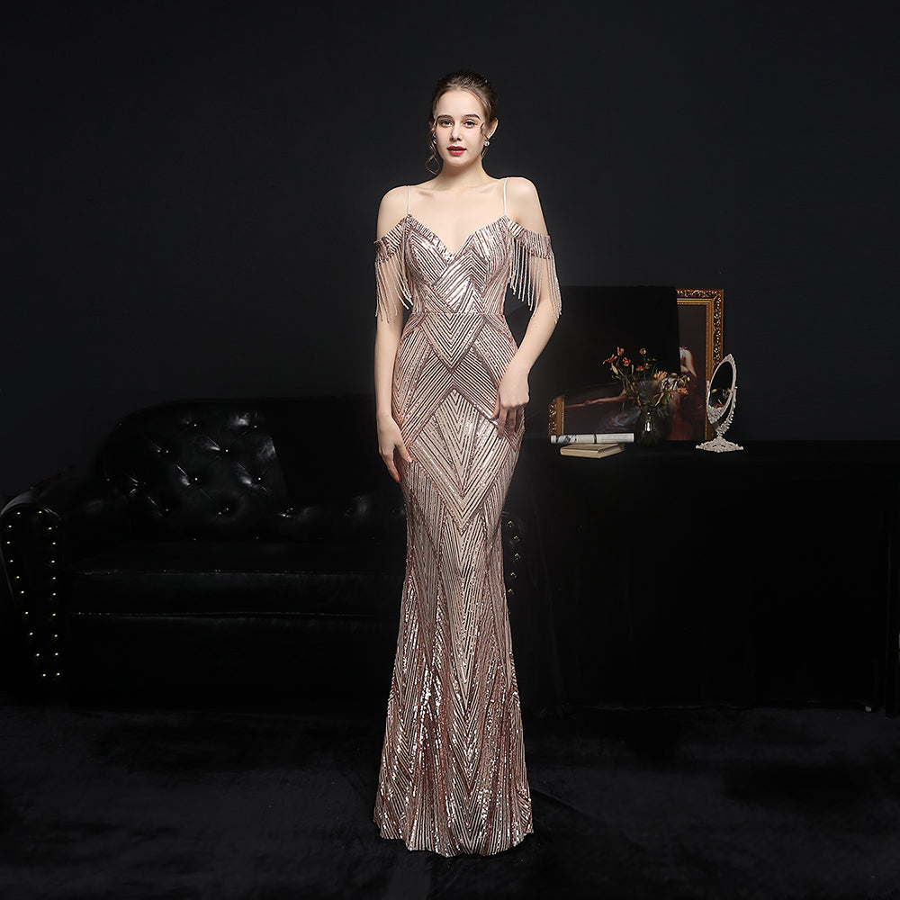 The Gwenyth tassel sleeve gown