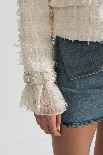 İnci ve Kristal Detaylı Ceket