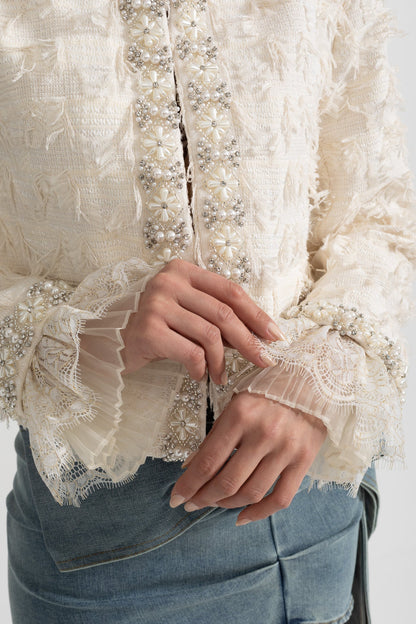 İnci ve Kristal Detaylı Ceket