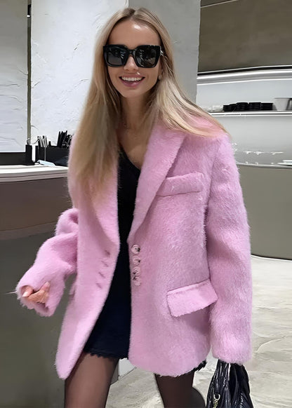 Bella Oversize Yün Dokulu Blazer Kaban