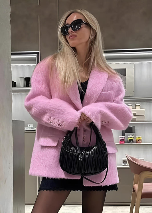 Bella Oversize Yün Dokulu Blazer Kaban