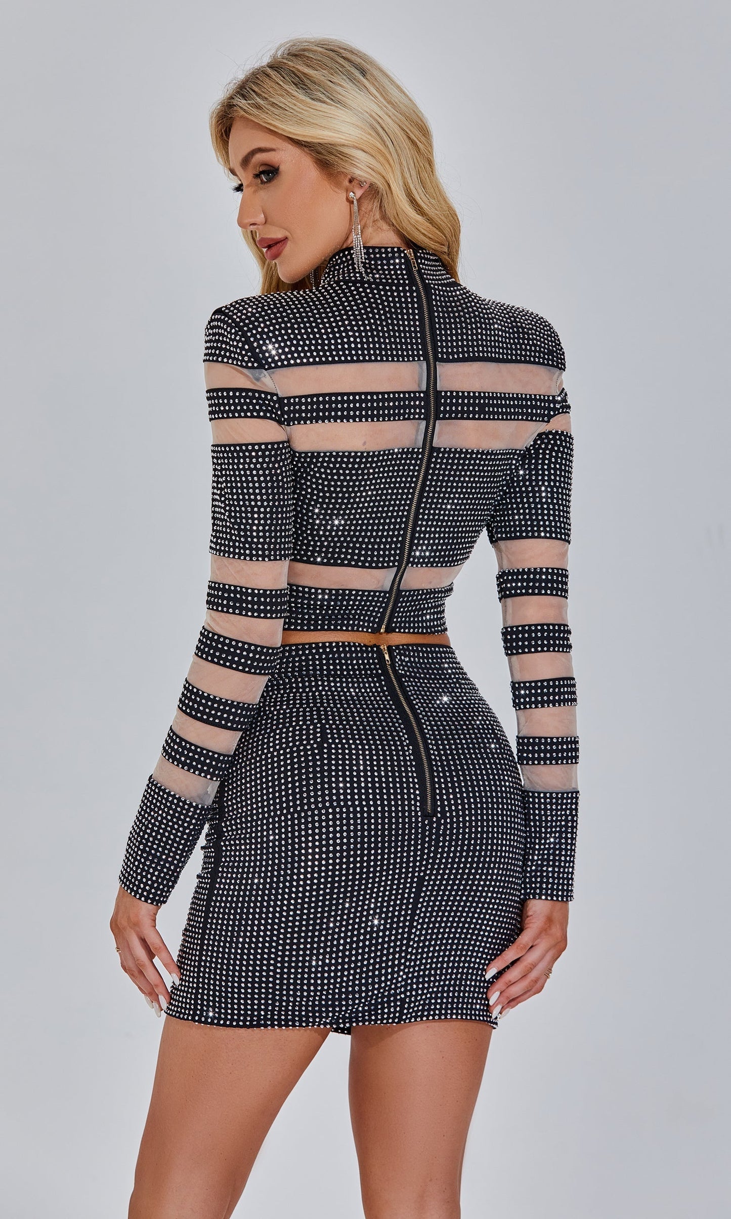 Dwuczęściowy mini komplet Blaire Grey z długim rękawem