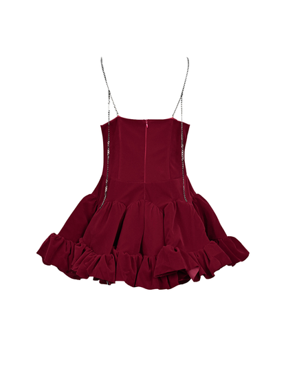 Iridiate Spagetti Payet Kadife Mini Elbise