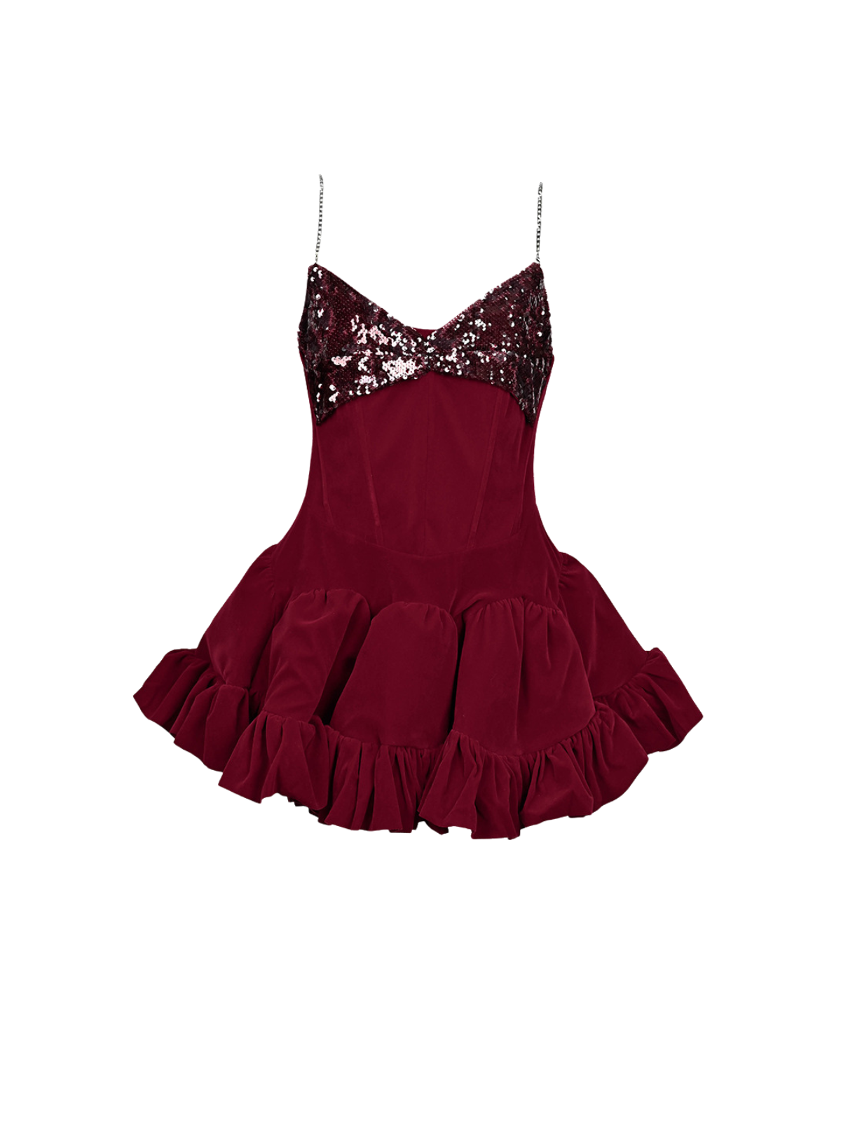 Iridiate Spagetti Payet Kadife Mini Elbise