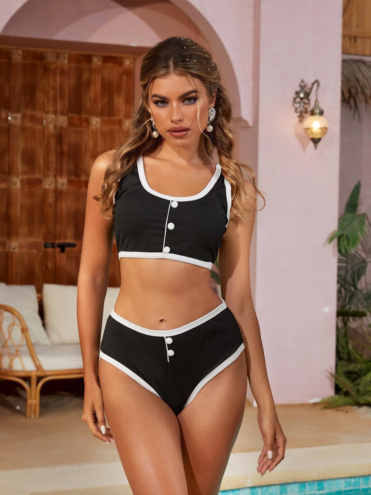 Jacoby Düğmeli Bikini Siyah İkili Takım