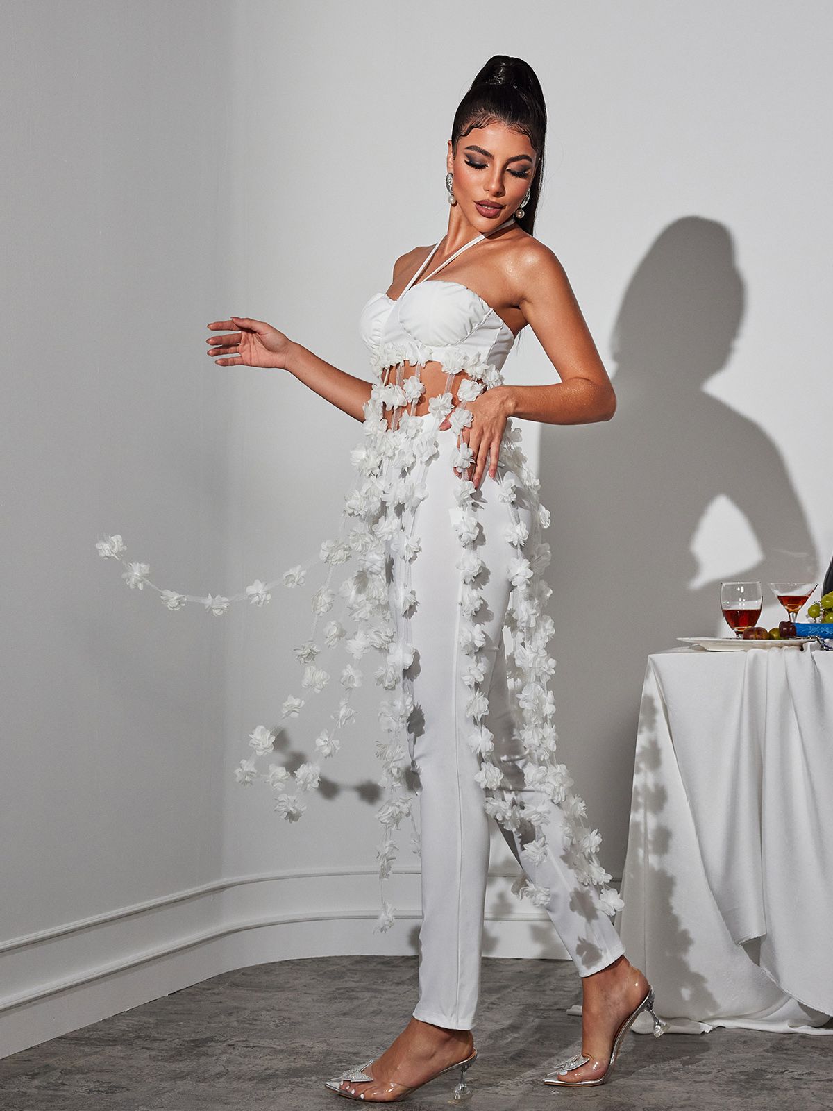 Kevon Boyundan Bağlamalı Çiçekli Pantolon Takım