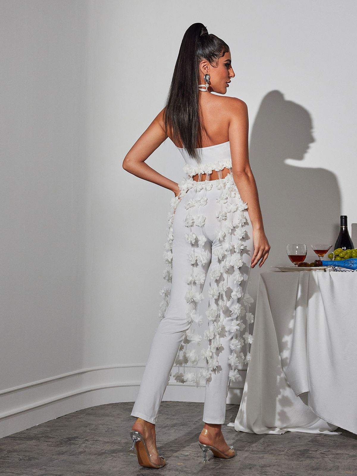 Kevon Boyundan Bağlamalı Çiçekli Pantolon Takım