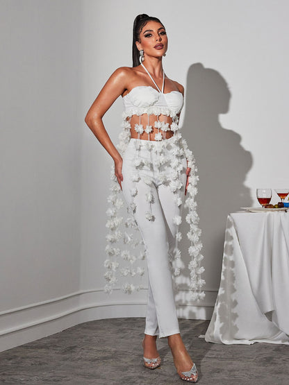 Kevon Boyundan Bağlamalı Çiçekli Pantolon Takım