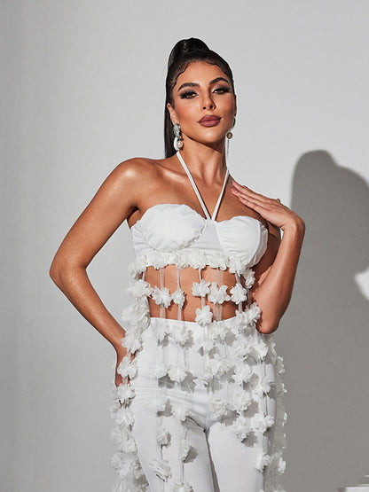 Kevon Boyundan Bağlamalı Çiçekli Pantolon Takım