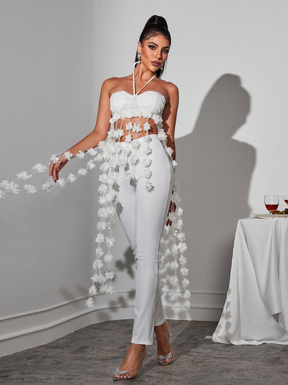 Kevon Boyundan Bağlamalı Çiçekli Pantolon Takım