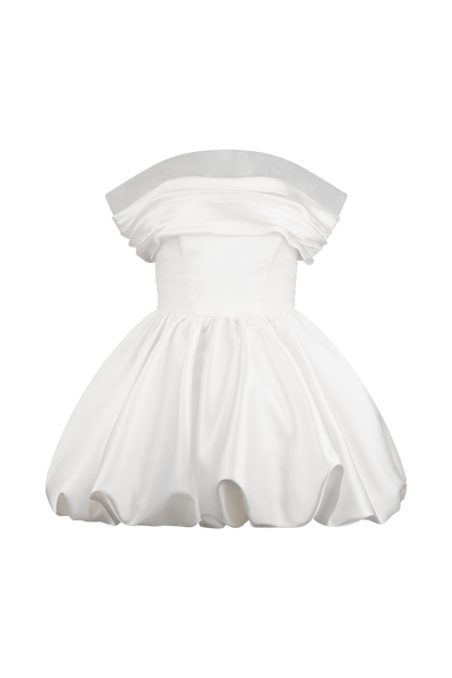 Lauretta Düşük Omuz Mini Elbise - Beyaz