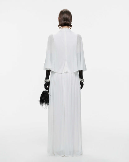 Guinevere Beyaz Pelerin Maxi Elbise
