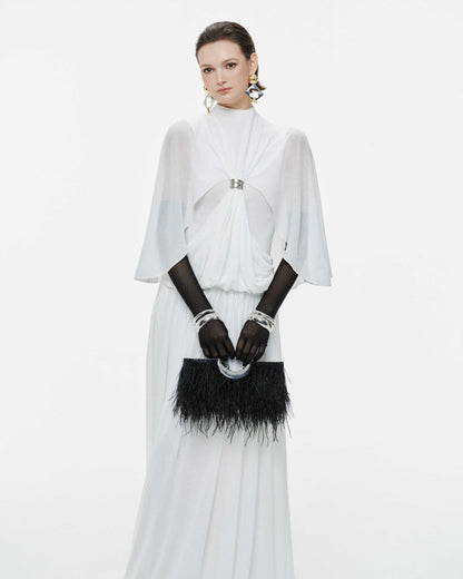 Guinevere Beyaz Pelerin Maxi Elbise