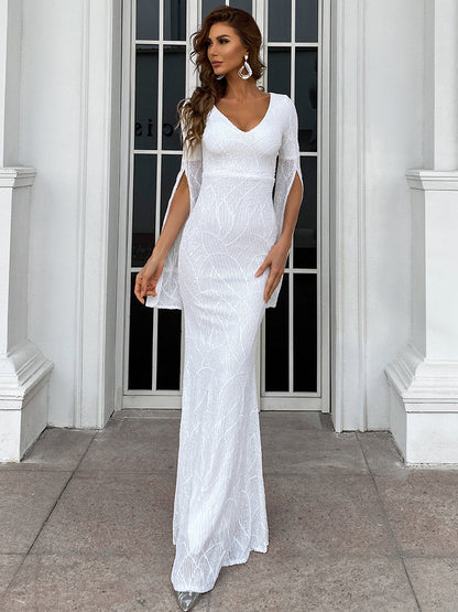 Dahlia Bölünmüş Kollu  Maxi Elbisesi