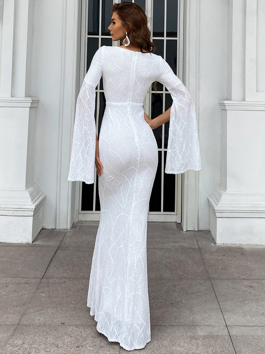 Dahlia Bölünmüş Kollu  Maxi Elbisesi